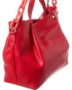 Color/Material: Red Leather Design Details: Silver-Tone Hardware, Coated Chain Accent Interior Design Details: Canvas Interior Measures 12.5In Wide X 8.5In High X 5.5In Deep Top Handles Drop 5In Zipper Closure Made In Italy Please Note: All Measurements Were Taken By Hand And Are Approximate; Slight Variations May Occur. Interior Design Details, Italian Bags, Balenciaga Designer, Leather Design, Leather Top, Italian Leather, Bottega Veneta, Red Leather, Design Details