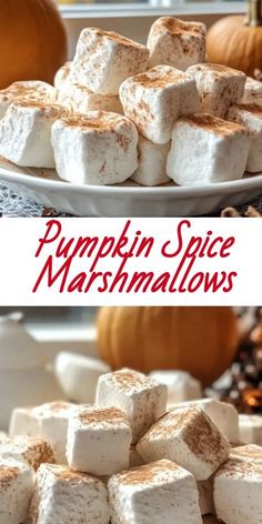 pumpkin spice marshmallows on a white plate