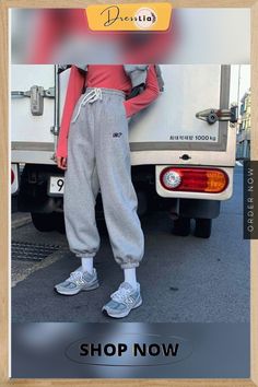 Eachin Women Sport Drawstring Jogging Pants Winter Warm Loose Sportwear Trousers Female Fashion Casual Streetwear Trousers Casual Full-length Gray Leggings, High Waist Casual Jogging Pants, Casual High Waist Jogging Pants, Trendy Jogging Long Pants, Trendy Jogging Bottoms, Trendy Long Jogging Pants, Trendy Spring Jogging Pants, Casual Leisure Pants, Gray Joggers For Winter