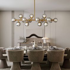 Glass Globes Linear Chandelier-diningroom-2  |Sofary Island Ceiling Light, Metal Island, Glass Globe Chandelier, Kitchen Chandelier, Classic Chandelier, Modern Crystal Chandelier, Bubble Chandelier, Island Pendant Lights, Globe Chandelier