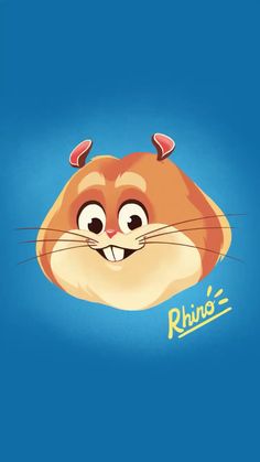 a cartoon character with the words rhino's on it and an image of a hamster