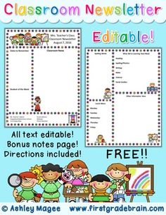 the classroom newspaper editable for children