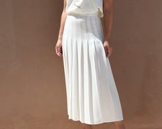 Claire Long Skirt in white satin and white lycra | Etsy Spring Full Length Fitted Pleated Skirt, Elegant White Pleated Maxi Skirt, Pleated Full-length Summer Skirt, White Full-length Lined Skirt, Full Length Lined White Skirt, Fitted Elegant Cream Pleated Skirt, White Pleated Skirt For Party, Full Length White Lined Skirt, Elegant White Maxi Skirt For Summer