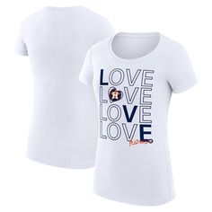 a women's white t - shirt with the words love, love and football on it