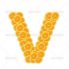 the letter v made out of orange slices - food objects alphabets / numbers characters