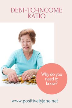 a woman sitting at a table with coins in front of her and the words, debt to