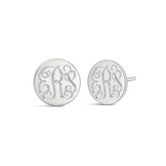 Classic and personalized, our custom engraved monogram earrings are the perfect addition to any outfit. Enter one, two or three initials. Studs are 10mm and include backings. Monogram Earrings, Engraved Earrings, Vermeil Jewelry, Gold Filled Jewelry, 14kt Gold, Gold Plated Jewelry, Jewelry Plate, Pure Silver, Custom Engraving