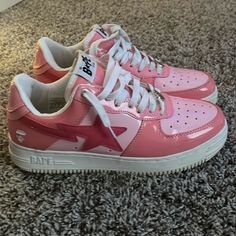 Pink Bapesta Size 8:5 Slightly Used Bape Pink, Bapesta Shoes, Bape Shoes, Bape Sneakers, Lirika Matoshi, Pretty Sneakers, Shoes For School, Y2k Shoes, Preppy Shoes