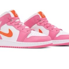 2022 Air Jordan 1 Mid Gs 'Pinksicle Orange'. Size 6.5y. Never Used Nike Low-top Pink Jordan Shoes, Pink Nike High-top Basketball Shoes, Nike Pink High-top Basketball Shoes, Pink High-top Jordan Shoes For Streetwear, Pink Jordan Shoes With Round Toe For Sports, Pink High-top Jordan Shoes, Sporty Pink High-top Jordan Shoes, Sporty Pink Jordan Shoes, Casual Pink High-top Basketball Shoes