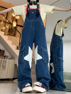 https://shoptery.com/collections/aesthetic-fashion/products/star-printed-denim-rompers?ref=6l38yava Nice Clothes Aesthetic, Baggy Clothes Inspo Summer, Comfortable Dress Pants For Women, Cool Comfortable Outfits, Overalls Outfit Y2k, Baggy Pants Drawing Reference, Baggy Overalls Outfit 90s, Star Inspired Outfits, Dress And Jeans Outfit