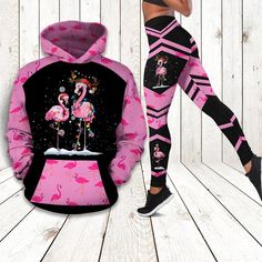 Pink Flamingo All Over Print Leggings Hoodie Set Outfit For Women   Hts1553 Shipping from the US. Easy 30 day return policy, 100% cotton, Double-needle neck, sleeves and hem; Roomy Unisex Fit. Pink Winter Sportswear Activewear, Pink Winter Athleisure Activewear, Winter Hoodie Activewear With Kangaroo Pocket, Casual Hooded Winter Activewear, Casual Winter Hoodie Activewear, Winter Activewear Hoodie With Kangaroo Pocket, Casual Cozy Fit Winter Activewear, Pink Long-sleeve Activewear For Fall, Casual Fitted Hooded Activewear