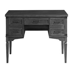 a black desk with drawers on it