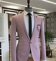 "This is a Classic 3 Piece Suit by Golden Attire crafted from high quality fabric and imported materials. Our products are handcrafted by experienced tailors who make sure the that the stitching is precise, lining is proper and the overall product is sturdy enough to not go out of shape for more than a few years. Also all our products have extra margins in their length, sleeves, sides so it's easily alterable if your size changes after some time. To see more available colours and designs in this collection, Check out the 'Classic Two Piece Suits' Section. *This is a 3 piece set of a jacket and a trouser. *We also offer customization so we can provide you an even better fit if you massage us your measurements (in inches) of Chest, Stomach, Waist, Hip, Shoulder and Actual Height after orderi Elegant Pink Groom's Suit, Elegant Pink Blazer For Groom, Tailored Pink Tuxedo For Business, Pink Three-piece Suit With Suit Collar For Formal Occasions, Pink Three-piece Suit For Formal Occasions, Pink Three-piece Suit For Formal Events, Tailored Pink Suits For Groom, Tailored Pink Suit For Groom, Pink Tuxedo With Suit Collar For Formal Occasions