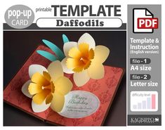 a card with flowers on it and the text, template for daffodils