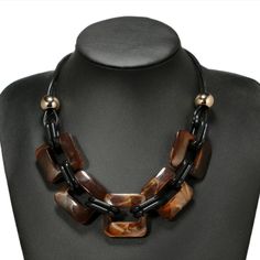 Women's Acrylic Brown Chunky Choker Necklace. New, No Tag. This Item Participates In The 2 Items For $30 Sale. To Find All Participating Items, Click The Lotus-Sale Style Tag In This Listing. Perfect For Casual Or Special Occasions Adjustable Acrylic Qualifies For 2 For $30 Sale Chunky Choker Necklace, Collar For Women, Chunky Choker, Vintage Choker Necklace, Leather Cord Necklace, Vintage Choker, Leather Corded Necklace, Statement Choker Necklace, Chunky Jewelry