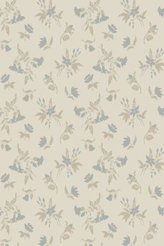 a beige and blue floral wallpaper with leaves on the back ground, in shades of grey