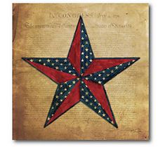 a red, white and blue star is on top of a piece of parchment paper