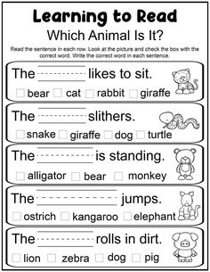 the worksheet for learning to read animals