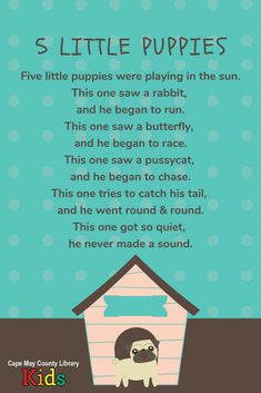 a poem with the words s little puppies written in english and spanish on it