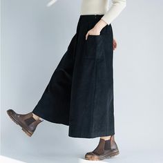 Retro Corduroy Wide-leg Pants Women Autumn And Winter oct xl black Knit Sweater Coat, February 1, Pantalon Large, Black Khakis, Corduroy Pants, Sweater Coats, Suits You, Women's Pants, Leg Pants