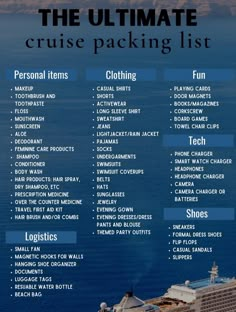 the ultimate cruise packing list for all kinds of people on board, including passengers and crew members