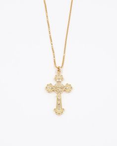 Anastasia Cross Necklace14K Gold Filled18" or 20" Length1" Pendant Anastasia Necklace, Ornate Cross, Gold Cross Necklace, Silver Box, Box Chain, Gold Plated Sterling Silver, Cute Jewelry, Chain Lengths, Cross Pendant