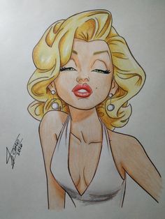 a drawing of a woman with blonde hair