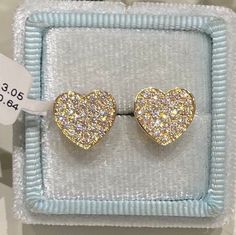 Pretty Diamond Heart Stud Earrings. Beautiful shape and excellent craftsmanship, the diamonds are very sparkling. These diamonds are all full cut round brilliant diamonds. We don't use single cut diamonds. The back is nice and solid so very comfortable on the ear. Lays nice and flat and doesn't fall forward. Heart measures 10 x 10.8mm. The large push backings have security notch for a secure fit. Genuine Round Brilliant Cut Natural Diamonds 18K Yellow Gold: 0.64 Carats 18K White Gold: 0.65 Carat Yellow Gold Diamond Double Heart Earrings, Luxury Heart-shaped Diamond Cut Earrings, Luxury Heart-shaped Brilliant Cut Earrings, Luxury Diamond Heart Cut Earrings, Yellow Gold Heart Earrings With Brilliant Cut For Anniversary, Luxury Heart-shaped Diamond Earrings, Luxury White Gold Heart-shaped Diamond Earrings, Yellow Gold Brilliant Cut Heart Earrings For Anniversary, Luxury Heart-shaped Cubic Zirconia Earrings