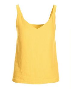 Our tailored V-neck linen tank top is an essential layering piece for polished looks. It keeps you cool and comfortable with adjustable shoulder straps and a smocked back. Pair with our coordinating linen pieces for a work-ready outfit. | Boston Proper - Lemon Drop Yellow - Polished Linen V Neck Tank Top - XS Spring Linen Tops In Solid Colors, Linen Tops For Spring, Solid Linen Tops For Vacation, Everyday Summer Tops With Tank Straps, Everyday Summer V-neck Tank Top, Summer V-neck Tank Top, Solid V-neck Top With Adjustable Straps, Chic Linen Tank Top With Adjustable Straps, Summer Linen Tank Top With Adjustable Straps