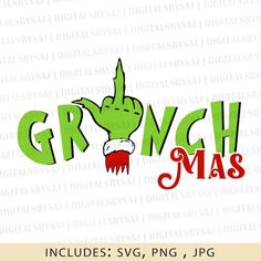 the grinch mas logo is shown on a white background