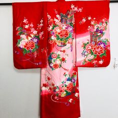 "welcome my shop the Japanese obi belt, kimono of vintage. One by one, it is made by handmade, there is only one design in the world. This is an original Japanese baby growing festival Kimono for girl. A shrine ritual to pray and pray that my child will grow up healthy and be happy forever. From parents to children, from children to grandchildren It is the heart of Japan that I want to cherish. It is cleaned and in very good vintage condition. Detail 👘 Very good Vintage condition Synthetic fibe Vintage Red Kimono For Tea Ceremony, Traditional Red Kimono For Tea Ceremony, Vintage Red Kimono For Wedding, Pink Kimono With Kimono Sleeves For Tea Ceremony, Pink Kimono For Tea Ceremony, Traditional Pink Kimono For Wedding, Traditional Pink Wedding Kimono, Japanese Obi Belt, Baby Wrap Newborn