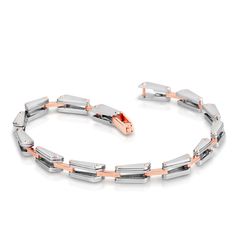 Platinum Kada, Bangles & Bracelets by Jewelove Men of Platinum Crafted in combination of Platinum & Rose Gold. The Bracelet is made in 95% Platinum & 18K Gold and hallmarked with Pt 950 for platinum purity. Metal : Platinum & 18K Gold Platinum Purity : 95% Gold Purity : 18K (750) Purity Mark : Pt 950 & 18K Estimated Weight : 25.21 grams Certificate of Authenticity : Platinum Guild International Modern Rose Gold Chain Bracelet With Rectangular Links, Rose Gold Metal Bracelet With Rectangular Links, Rose Gold Bracelets With Rectangular Metal Links, Modern Rose Gold Box Chain Bracelet, Modern Rose Gold Bracelet For Formal Occasions, Modern Rose Gold Chain Bracelet For Formal Occasions, Modern Rose Gold Chain Bracelet For Formal, Gents Bracelet, Kada Bangles