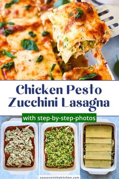 chicken pesto zucchini lasagna with step - by - step photos