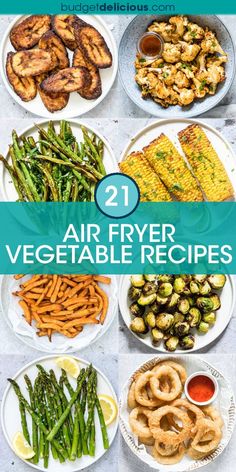 air fryer vegetable recipes with text overlay