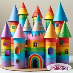 a colorful castle made out of construction paper