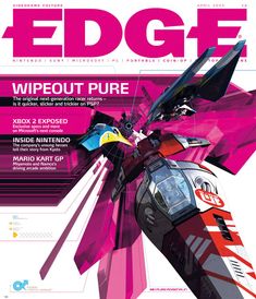 the front cover of edge magazine with an image of a futuristic vehicle in pink and black