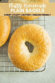 three bagels sitting on top of a cooling rack