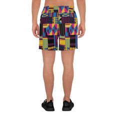 Kente Print Mens shorts, Ankara Mens swim trunks, Men's Athletic Long Shorts, African Print Mens shorts Sports outfits can be a lot of hassle, but with these long shorts there's no need for that. Just throw on a pair and go running, swimming, weight-lifting, or participate in any other activity that pops in your mind. These shorts won't let you down! * 96% polyester, 4% elastane (fabric composition may vary by 2%) * Fabric weight: 5 oz/yd² (169.5 g/m²) * Four-way stretch water-repellent microfib Summer Sports Short Boxer Briefs, Bermuda Swim Trunks With Built-in Shorts, Bermuda Beachwear Swim Trunks With Built-in Shorts, Summer Stretch Multicolor Boxer Briefs, Summer Multicolor Stretch Boxer Briefs, Beach Season Swim Trunks With Built-in Shorts, Summer Vacation Swim Trunks Short Leg, Multicolor Surfing Shorts For Beach Season, Summer Vacation Swim Trunks With Short Legs