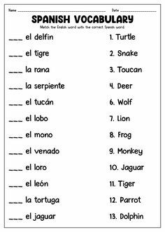 spanish worksheet with words and pictures for children to use in the classroom or at home