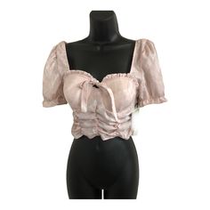 Haute Monde Pink Padded Cup Bust Tie Ruffled Puff Sleeve Crop Top Blouse Size Small New Too Cute Vixen Victorian Look Top Milkmaid Renaissance Strings Tie At Bust But Are Not Adjustable Padded Bust/Cups Smocked Back Haute Monde Pink Victorian Look Padded Cup Bust Tie Ruffled Puff Sleeve Crop Top Blouse Size Small New Fitted Ruffle Puff Sleeve Crop Top, Fitted Puff Sleeve Crop Top With Ruffles, Fitted Crop Top With Ruffles And Puff Sleeves, Fitted Cropped Ruffle Blouse, Feminine Ruffled Crop Top, Fitted Puff Sleeve Top With Ruffles, Cropped, Fitted Cropped Puff Sleeve Top With Ruffles, Feminine Puff Sleeve Top With Ruffles, Feminine Ruffled Short Sleeve Crop Top