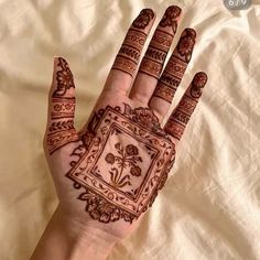 a hand with henna tattoos on it