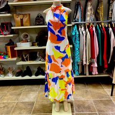 This Is A Store In Houston Tx Spring Yellow Maxi Dress With Vibrant Print, Casual Yellow Maxi Dress With Vibrant Print, Yellow Maxi Dress With Vibrant Print, Vibrant Yellow Maxi Dress, Sixties Dress, Pleated Drapes, Eyelet Top, Miss Sixty, Crochet Halter Tops