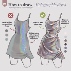 how to draw holographic dresses with photoshopped images and text below it