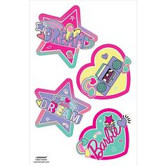 three stickers with the words dream and stars in different colors, on top of each other