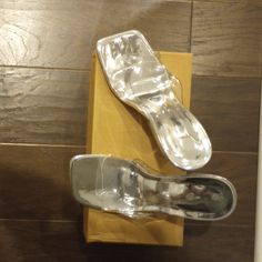 Women's Transparent Strap Chucky Heeled Silver Sandals Size Us 6/ Eu 37 New With Box No Flaws Made In China Slip-On Formal Wear Clear Closed Toe Jelly Sandals For Parties, Party Clear Jelly Sandals With Translucent Outsole, Trendy Sandals With Transparent Straps And Pointed Toe, Party Sandals With Branded Heel Counter, Spring Clear Sandals With Branded Heel Counter, Chic Jelly Sandals With Clear Strap And Round Toe, Party Sandals With Translucent Outsole And Open Heel, Closed Toe Clear Strap Sandals, Evening Sandals With Clear Strap