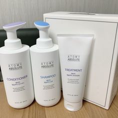 ATOMY Absolute Hair Care Set 3-items ▶ Brand : ATOMY ▶ Country of origin : Republic of Korea ▶ Target Area : Hair ▶ Skin Type : All Skin Types ▶ Condition : 100% Brand-new ▶ Capacity : 3-items Shampoo 16.9 FL.OZ. / 500ml Treatment 6.7 FL.OZ. / 200ml Conditioner 16.9 FL.OZ. / 500ml ▶ Product description Absolute Shampoo : Traditional herbal remedy thoroughly cleanses clogged pores for healthier and shiny hair! Absolute Treatment : Quickly recover damaged hair with rich natural protein and reinfor Herbal Hair Conditioner, Home Remedies For Bronchitis, Target Area, Good Shampoo And Conditioner, Natural Protein, Herbal Hair, Best Shampoos, Skin Care Remedies, Clogged Pores