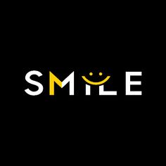 the word smile is written in white and yellow