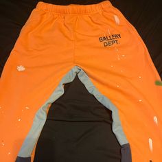 Worn Twice Orange Cotton Sweatpants With Pockets, Orange Sweatpants With Pockets For Loungewear, Orange Trousers For Loungewear, Orange Relaxed Fit Cotton Sweatpants, Orange Cotton Pants For Streetwear, Orange Pants For Summer Streetwear, Orange Relaxed Fit Cotton Pants, Orange Cotton Sweatpants For Loungewear, Fitted Orange Bottoms For Streetwear