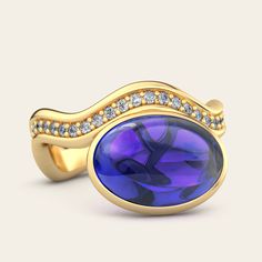 A glamorous touch to our Aurora Cocktail Ring. The addition of diamonds accentuates the stone of your choice, bezel set against two gently curving bands. The off-set stone placement evokes a bohemian sensibility, unexpected yet beautiful. 18k Yellow or White Gold Variations: Tanzanite (10x14mm) Moonstone (10x14mm) Turquoise (10x14mm) Rubellite (10x14mm) Diamonds (.45 cts) Polished Finish All stones are unique and reflect beautiful variations. Unsure of your size? Contact us for a ring sizing kit Sleeping Beauty Turquoise, Ring Size Guide, Cocktail Ring, Cocktail Rings, Bezel Setting, Moonstone, Aurora, Ring Size, Diamonds