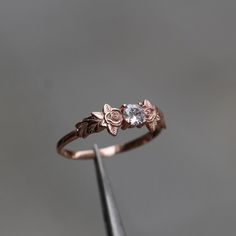 Rose Gold and Moissanite Silver Ring Leaf Nature Lover Ring - Etsy Turkey Botanical Ring, Diamond Ring For Women, Gold Ring Engagement, Energy Jewelry, Talisman Jewelry, Engagement Ring Diamond, Leaf Nature, Ring Diamond, Ring Engagement